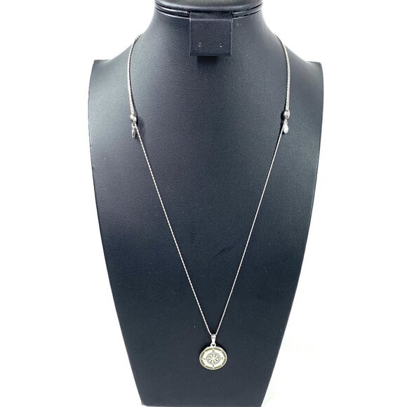 Alex and Ani Compass Charm Slider Necklace Silver Plated Green & Silver - Picture 1 of 9